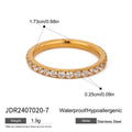 Cubic Zirconia Stainless Steel Ring in Gold-Plated — Minimal Edit — finish and profile — jewelry finish and design detail
