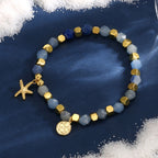 B0266 Fashion Starfish Beaded Bohemian Aquamarine Bracelet