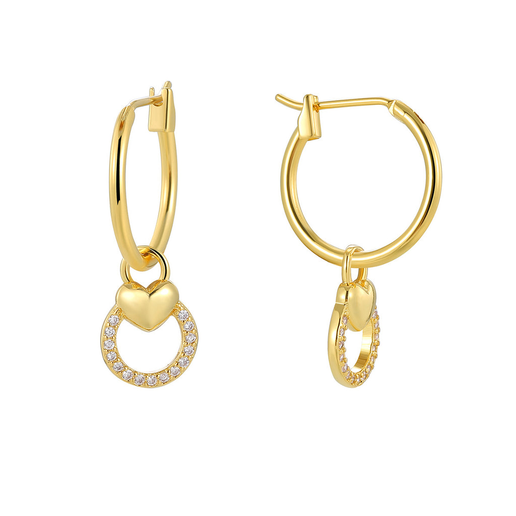 E0826 Hot Selling Design Earrings for Women Heart Round Hollow Zirconia Earrings Jewelry