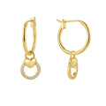 Gold-Plated Cubic Zirconia Heart Openwork Earrings — side profile
