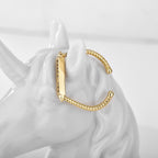 R0174 Fashion Single Row Zirconia Open Ring for Women Gold Plated Minimalist