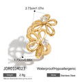 Cubic Zirconia Stainless Steel Ring in Gold-Plated — Contemporary Edit — product profile — jewelry finish and design detail