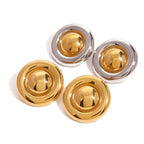 2H Stainless Steel18K Gold Stainless Steel Smooth Retro Simple Versatile Circle Earrings Jewelry