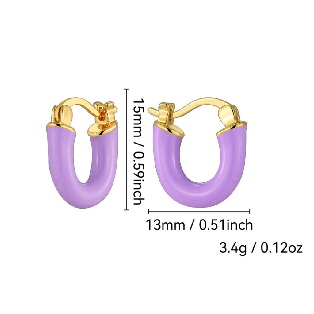E0695 Korean Style Fashion Elegant Earrings for Women Purple Resin Cute Simple Hoop Earrings