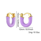 E0695 Korean Style Fashion Elegant Earrings for Women Purple Resin Cute Simple Hoop Earrings