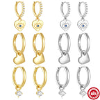 Classic925Sterling Silver Inlaid Diamond Hoop Earrings Heart Devil's Eye Ear Cuff Earrings Hot Sale Minimalist Style Ear Jewelry