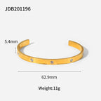 18K Gold Electroplated Stainless Steel Round Zircon Rectangular Interleaved Bracelet Simple Women's Bracelet