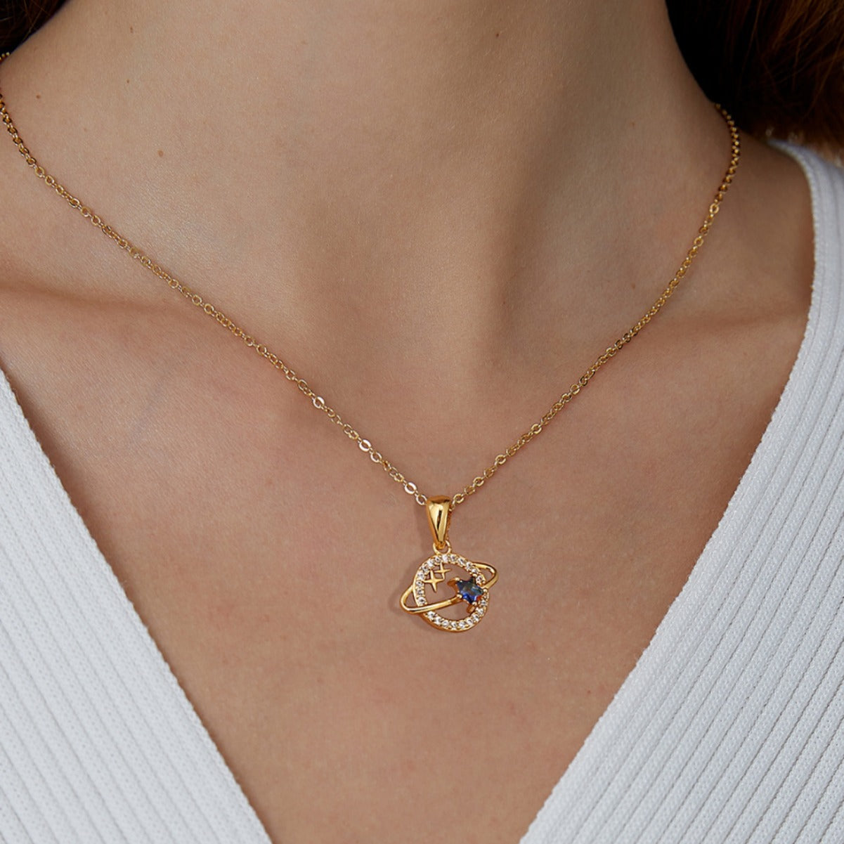 CYN0199 Planet Pendant Copper Necklace Design Pendant for Women Simple Personality Versatile