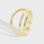 R0113 Minimalist Cold Three-Layer Brass Gold-Plated Ring for Women Retro Fashion