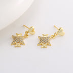 E0746 Korean Style Fashion Heart Earrings for Women Shiny Star Zirconia Earrings