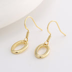 E0755 Autumn Accessories Hip-Hop Style Ear Hooks for Women Gold-Plated Hollow Oval Design Earrings