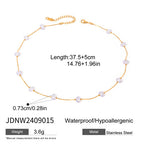 Stainless Steel Pearl Heart Necklace Oil Drop Collarbone Chain Jewelry