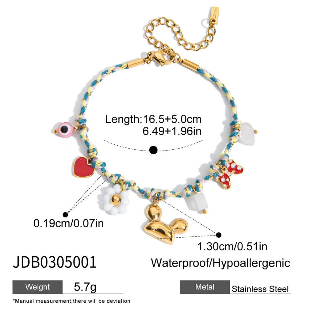 Alphabet Fruit Stainless Steel Pearl Bracelet Non-Fading Jewelry