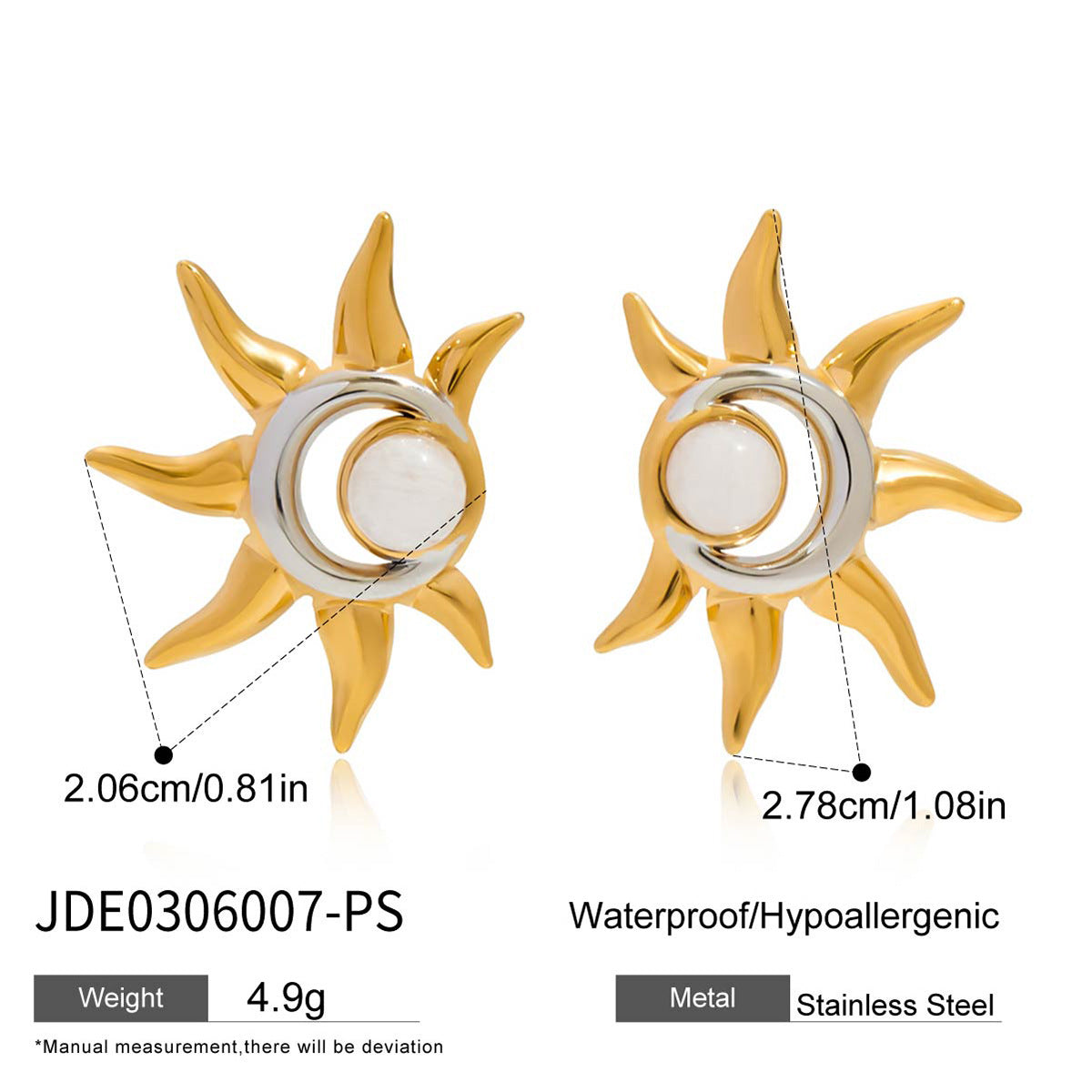 2H Original Color Block Earrings Stainless Steel Sun Jewelry