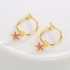 E0817 Creative Design Simple Five-Pointed Star Earrings for Women, Starfish Purple Zircon Earrings
