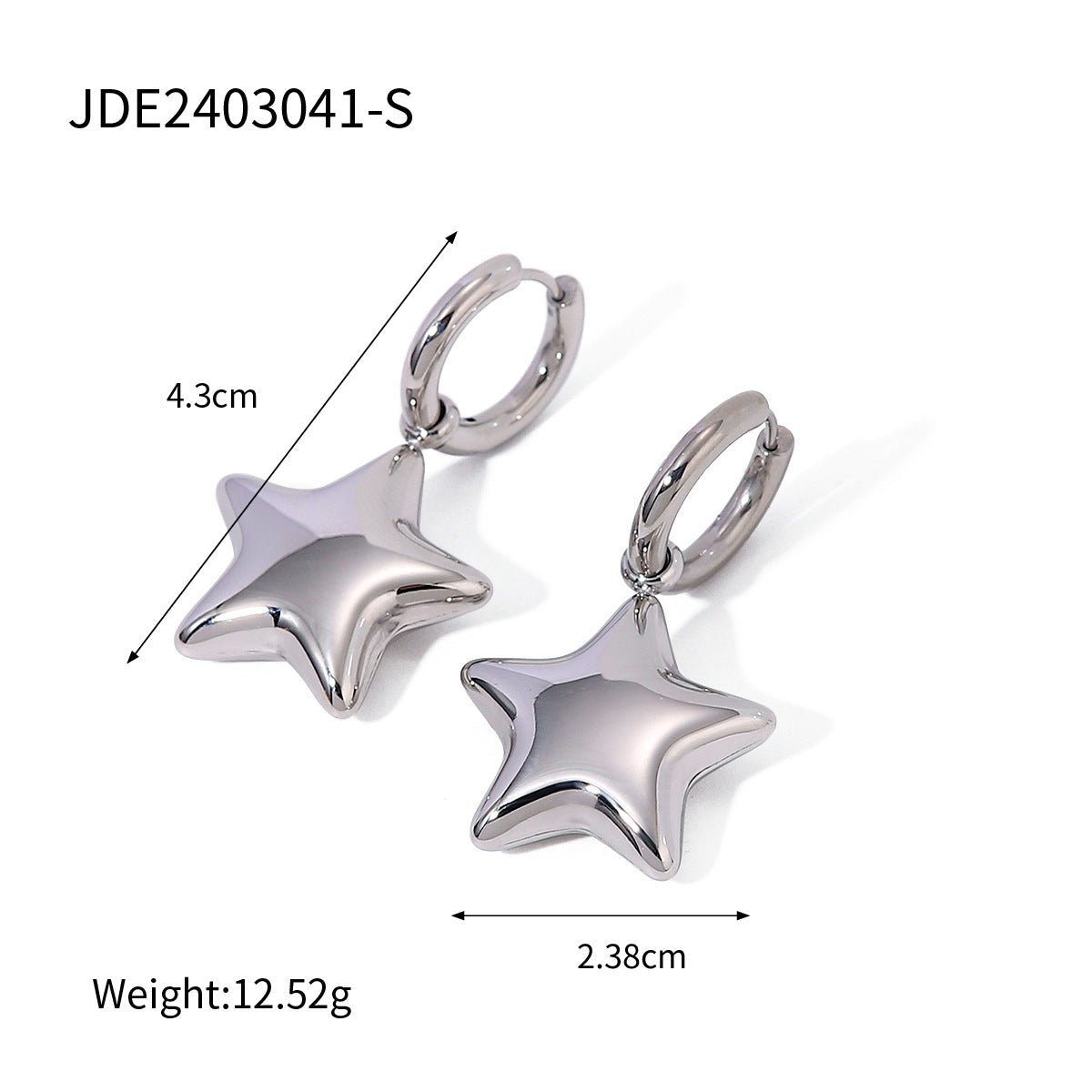 Five-pointed Star Jewelry Ring Non-fading Jewelry Necklace Stainless Steel Earrings