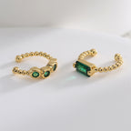 CYE0514 Korean Style Geometric Open Ear Clip Female Source of Supply fashion Green Zircon Earrings