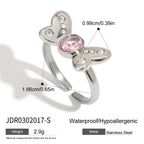 Stainless Steel Pink Zircon Ring Non-Fading Jewelry Non-Fading Accessories