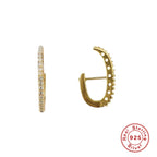 S925Sterling Silver Layered C Exaggerated Creative Style Earrings with Dense Studs and Claw Setting Double Steel Wire Hoop Earrings