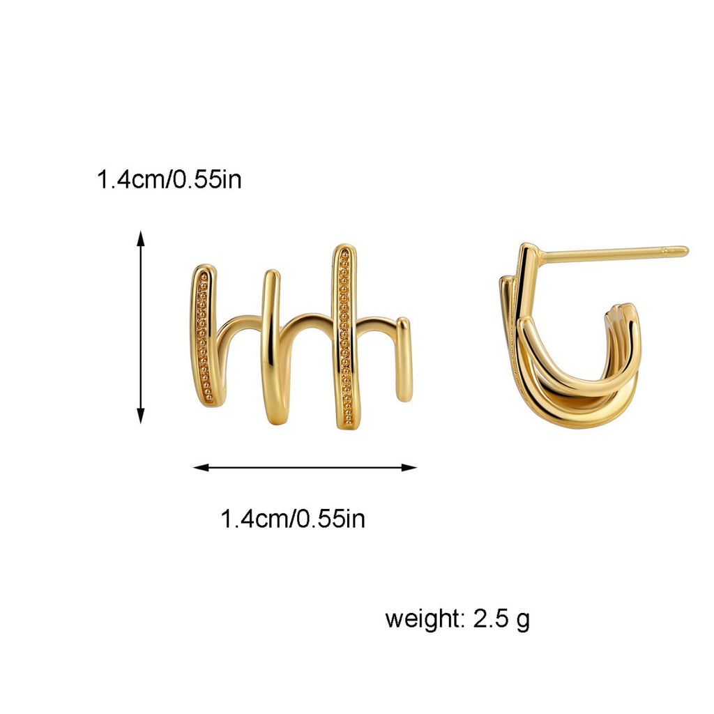 E0469 New Retro Fashion Irregular Ear Hook Women's Copper Gold-Plated Design Earrings