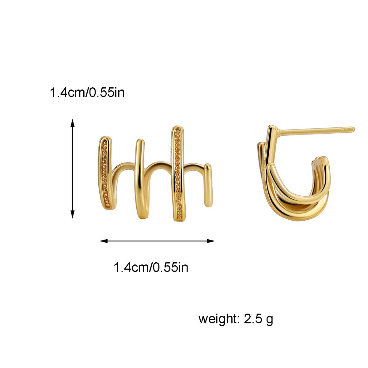 E0469 New Retro Fashion Irregular Ear Hook Women's Copper Gold-Plated Design Earrings