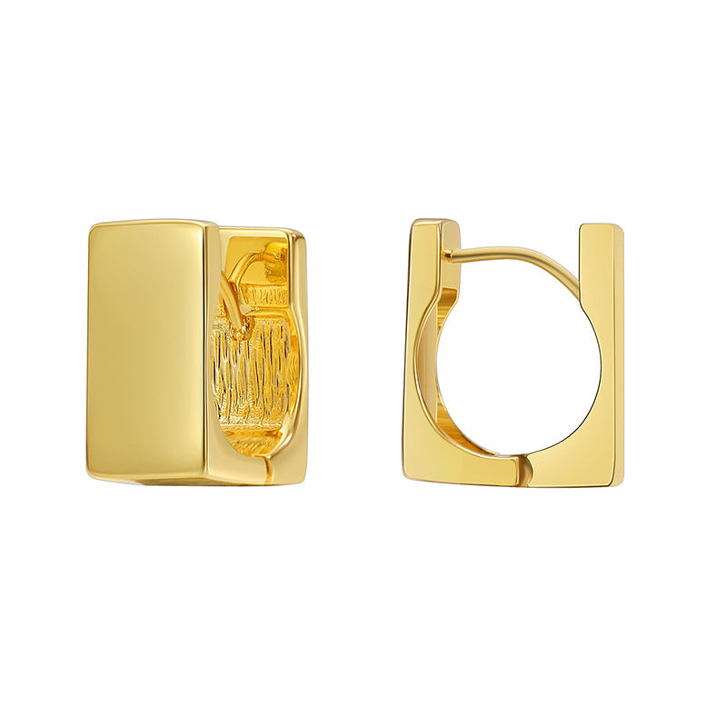 E0621 Unique Simple Versatile Geometric Square Earrings for Women Brass Gold-Plated Fashion Minimalist Ear Accessories