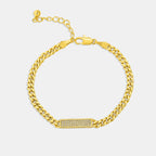 Gold-Plated Brass Cuban Link CZ Chain Bracelet with Linked Detail for private-label fashion jewelry buyers