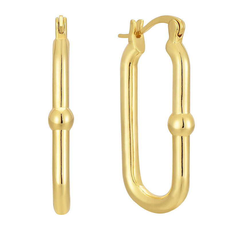 E0682 Fashion Simple Asymmetric Hoop Earrings for Women Copper Gold Plated Minimalist Style Smooth Surface Ear Cuffs