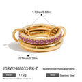 Cubic Zirconia Stainless Steel Ring in Gold-Plated — Statement Style — front detail — jewelry finish and design detail