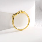 R0466 Fashionable Design Ring for Women, Brass Gold-Plated Wave Pattern Versatile Tail Ring