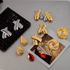 2H Zircon Earrings18K Stainless Steel Earrings Set Non-Fading Jewelry for Women