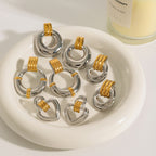 2H Color Block Stainless Steel Circle Earrings Stud Earrings earrings