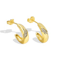 18K Gold-Plated Cubic Zirconia Crystal-Set Hoop Earrings — surface finish detail