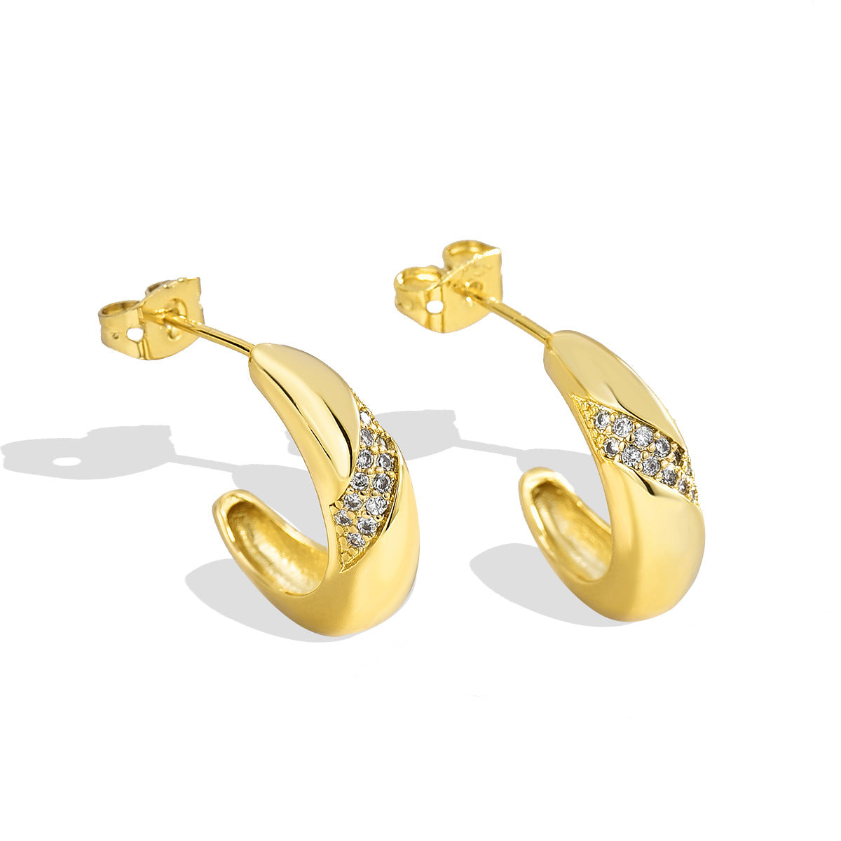 E0277 Earrings for Women C Diamond-encrusted Hoop Earrings for Women18K Zirconia Earrings Versatile Fashion