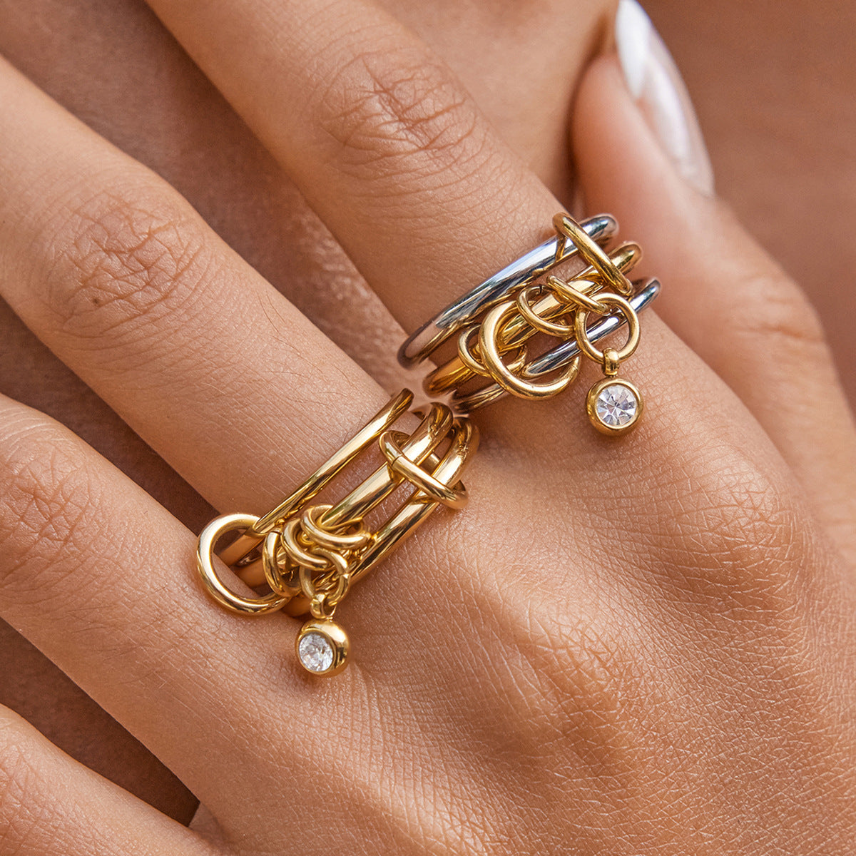 Jewelry Zircon Plain Band Multi-layer Stacking Ring Non-fading Jewelry ring