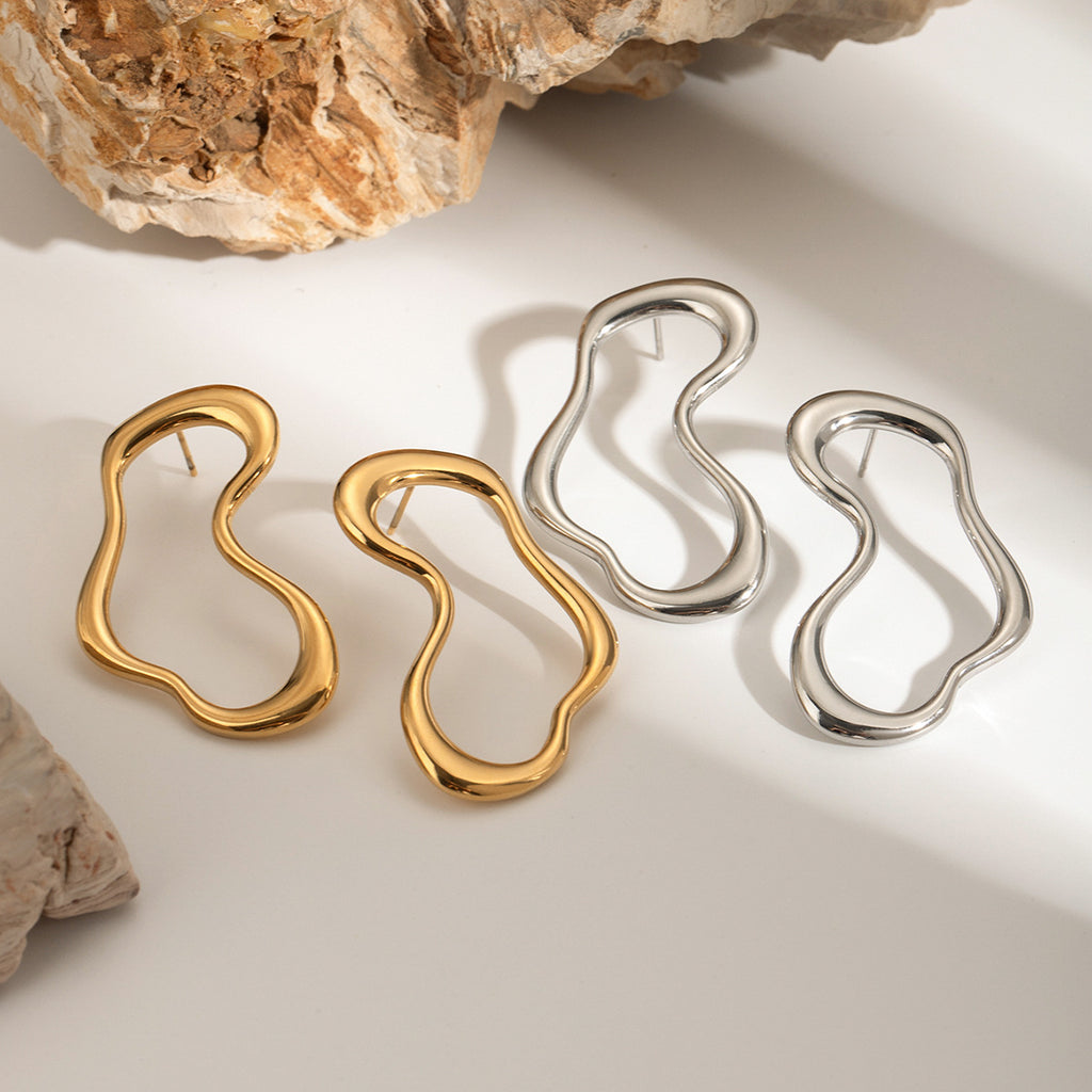 Stainless Steel Exaggerated Earrings Metal Stud Earrings Jewelry Non-Fading Hoop Earrings