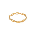 2H  Ring18K Gold Plated Stainless Steel Twisted Linear Geometric Hollow Stacking Ring