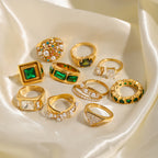 ring Stainless Steel Zircon Pearl Ring Jewelry