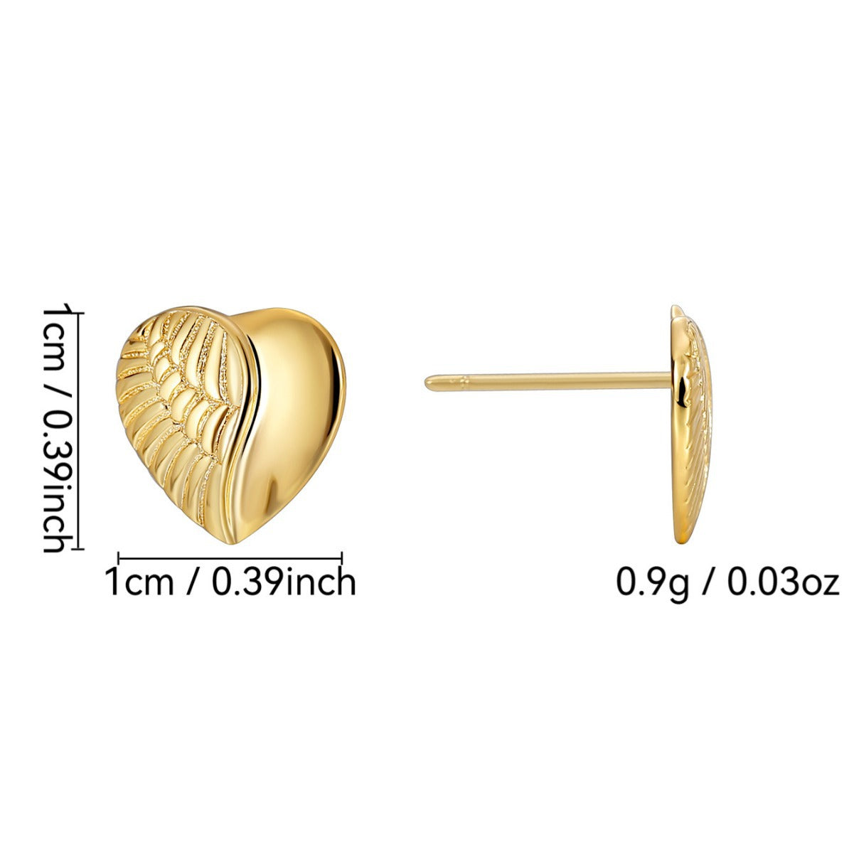 E0222 Fashion Wing Heart Earrings Angel Wing Earrings for Women Vintage Heart-shaped Earrings