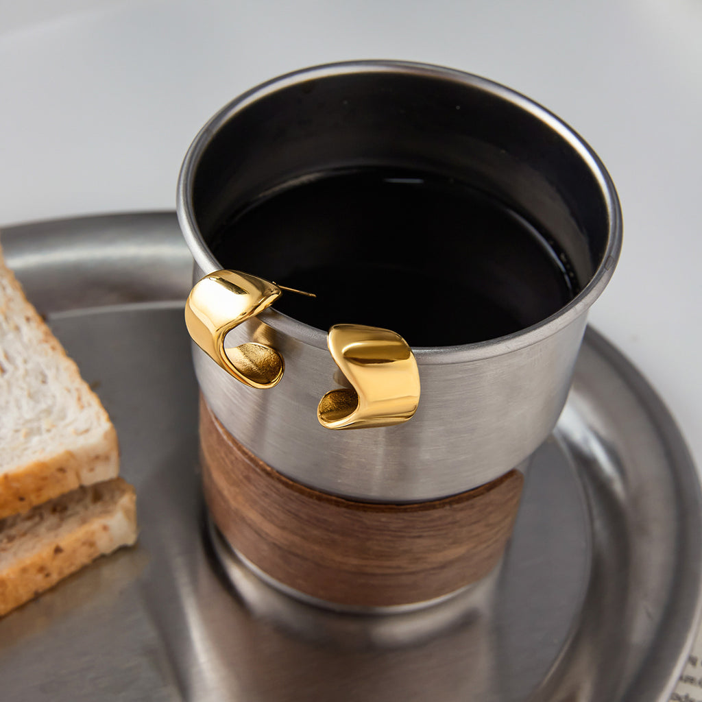 Stainless Steel C Hoop Earrings Studs Non-Fading Ear Jewelry Accessories for Women