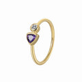 Gold-Plated Brass Triangle Pavé Purple CZ Ring for private-label fashion jewelry buyers