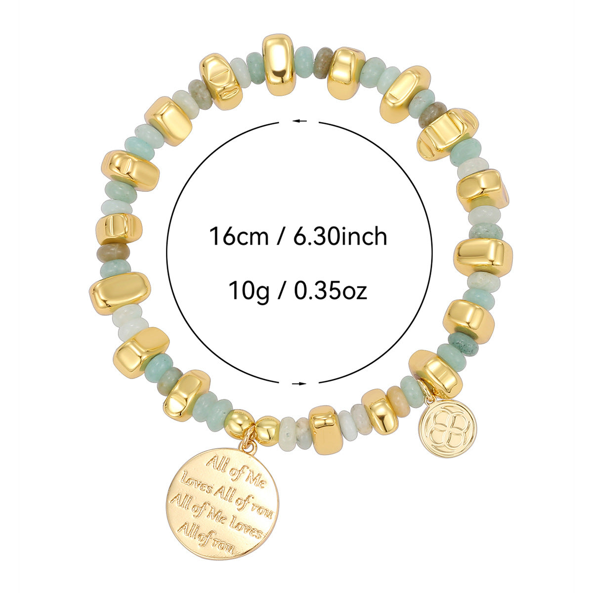 B0308 Simple Engraved Bracelet Expressing Love Fashionable Chalcedony Stone Beaded