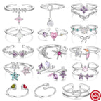 S925Pure Silver Japanese Style High-End Diamond-Studded Ring Japanese and Korean Design Sense Diamond Heart Petal Open Index Finger Ring