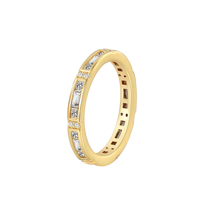 R0242 New Style Ring for Women, Copper Plated with Real Gold, Inlaid with Zircon, Fashionable and Unique Jewelry Accessory