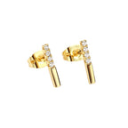 Minimalist Style Earrings for Women925Silver Needle Gold-Plated Zircon Geometric Ear Bone Stud Simple Earrings