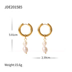 Stainless Steel Freshwater Pearl Earrings Fashion New Women's Large Pearl c Pendant Earrings Jewelry