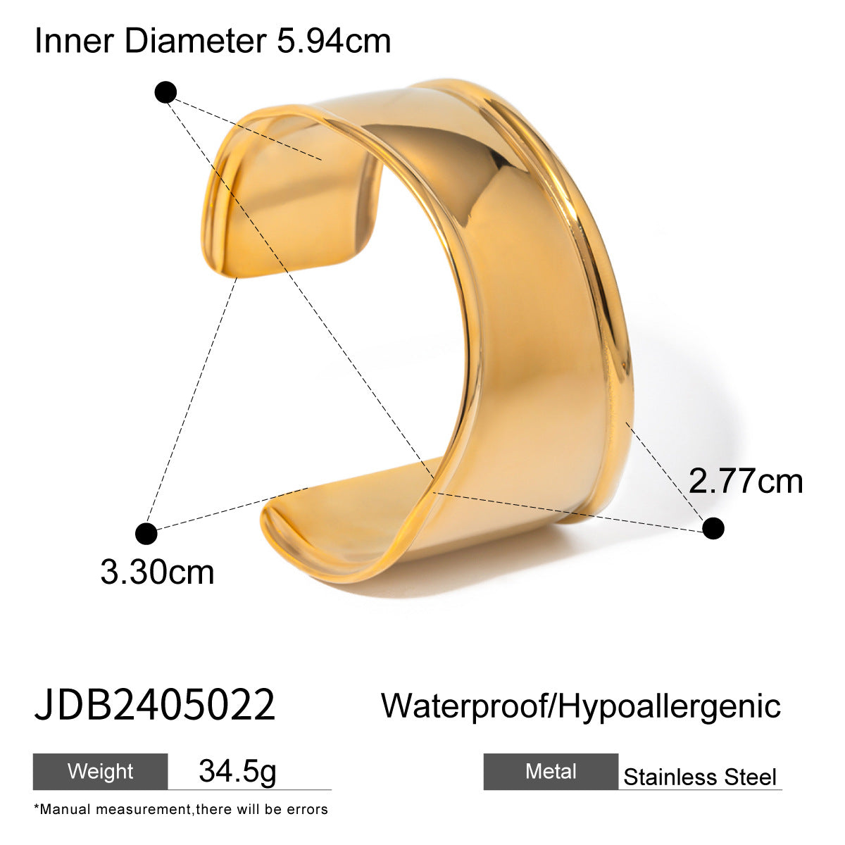 Stainless Steel Exaggerated gold Bracelet Open Bangle bracelet