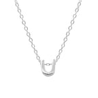 Sterling Silver 26 Letter Pendant Necklace Polished Collarbone Chain