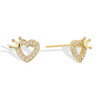 SE0320 S925Silver Design Love Crown Unique Earrings Small Ear Jewelry