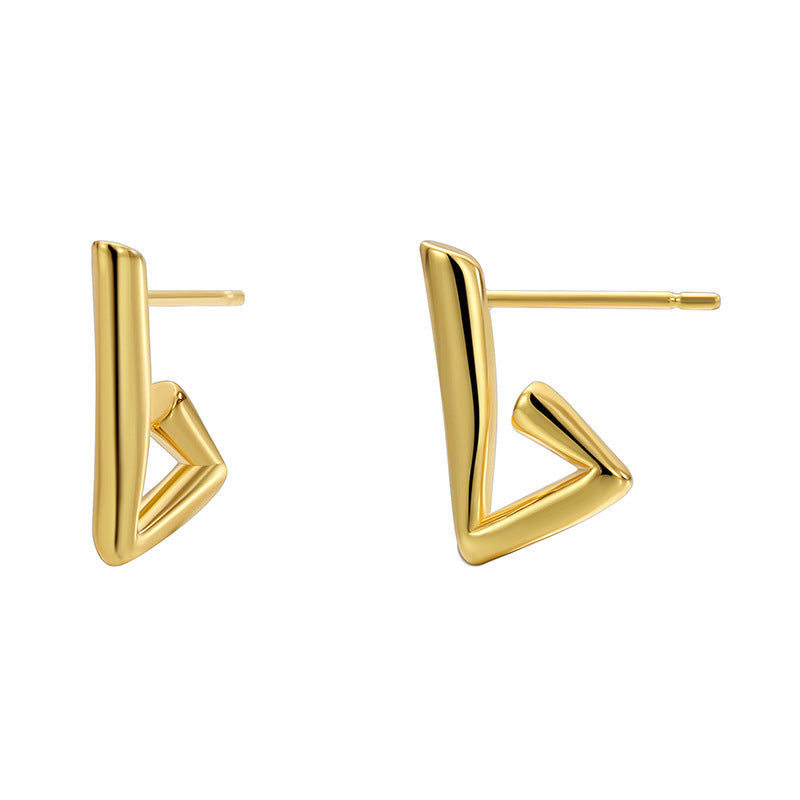 E0679 Minimalist Irregular Design Open Triangle Earrings for Women Copper Gold Plated Smooth Surface Ear Jewelry